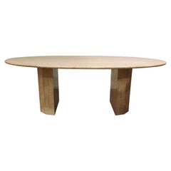 Vintage Oval Travertine Dining Table, 1970s