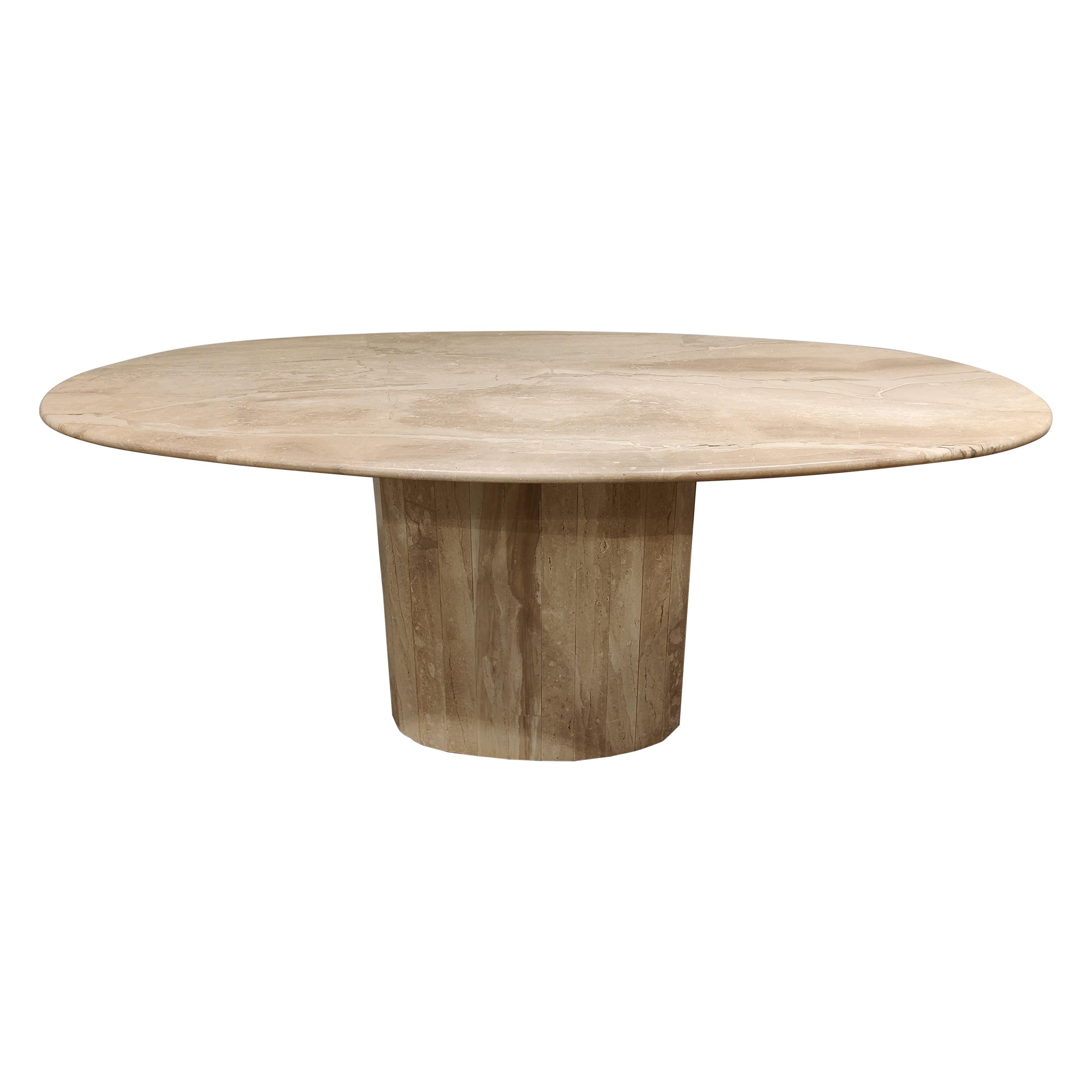 Vintage Oval Travertine Dining Table, 1970s at 1stDibs
