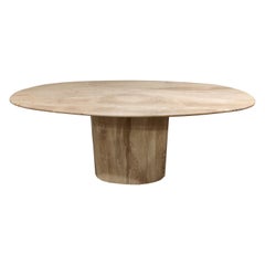 Vintage Oval Travertine Dining Table, 1970s