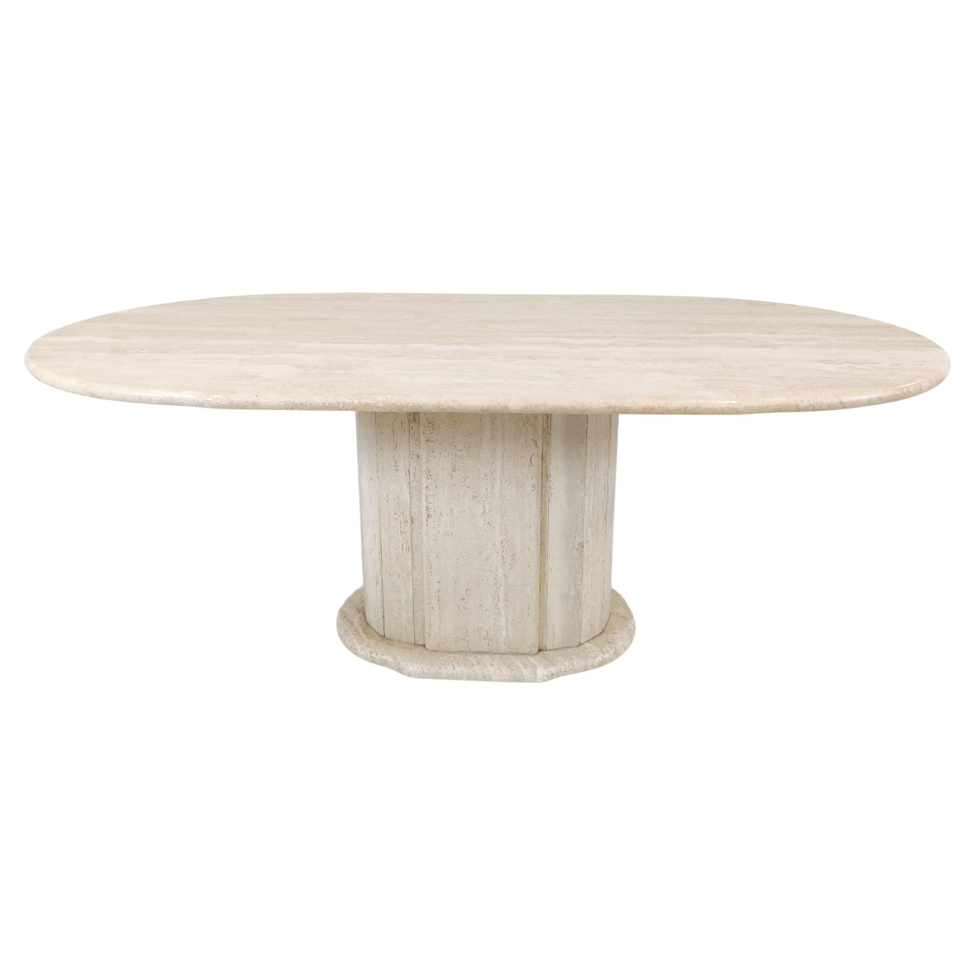 Vintage Oval Travertine Dining Table, 1970s For Sale at 1stDibs