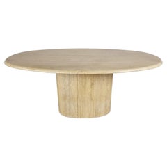 Vintage Oval Travertine Dining Table, 1970s