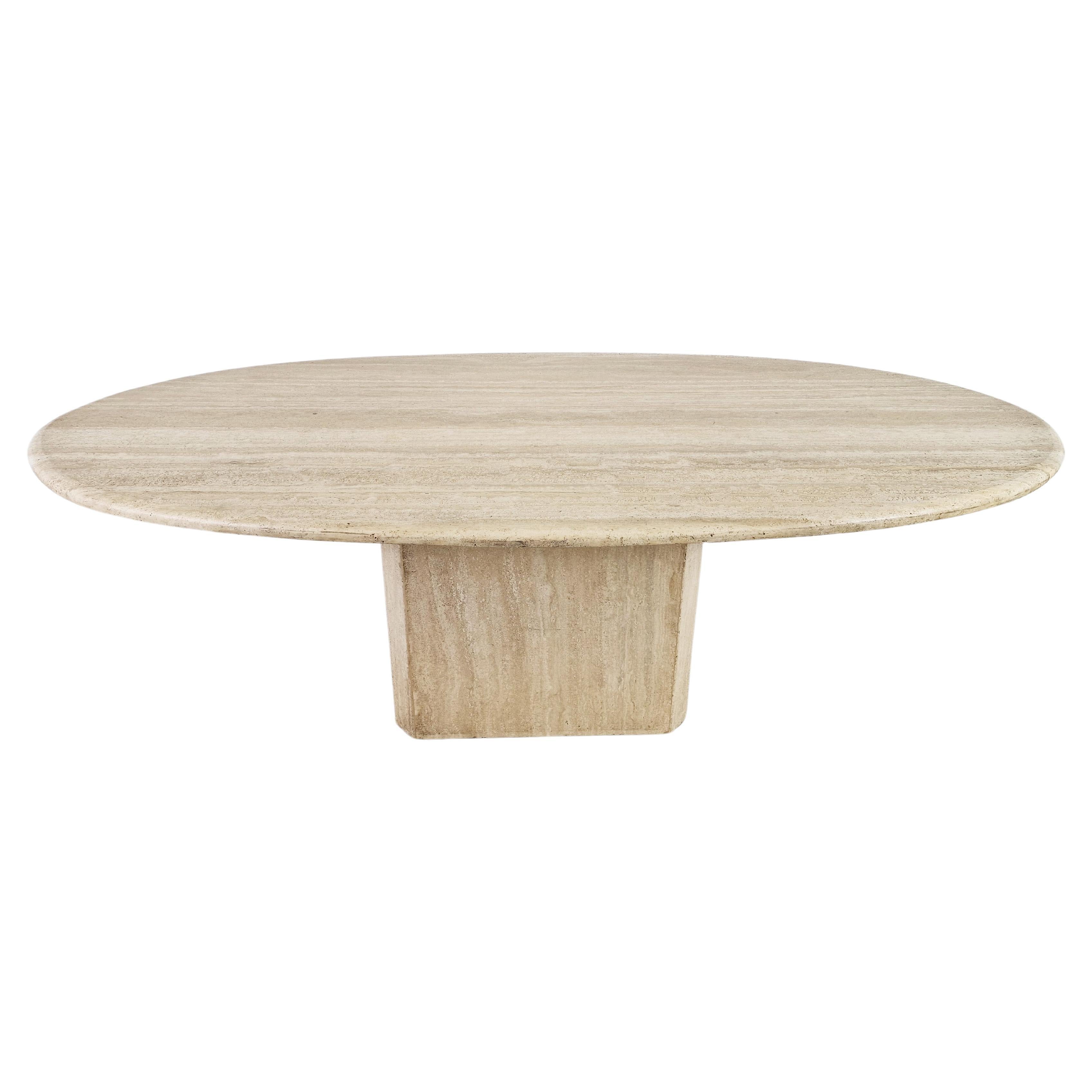 Vintage Oval Travertine Dining Table, 1970s