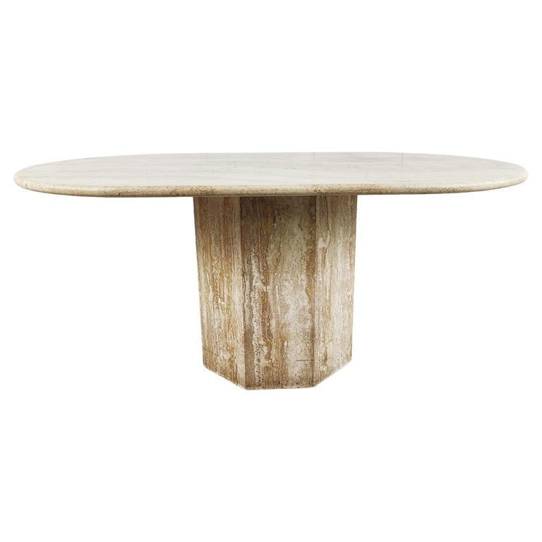 Vintage Oval Travertine Dining Table, 1970s at 1stDibs
