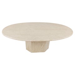 Vintage Oval Travertine Dining Table, 1970s