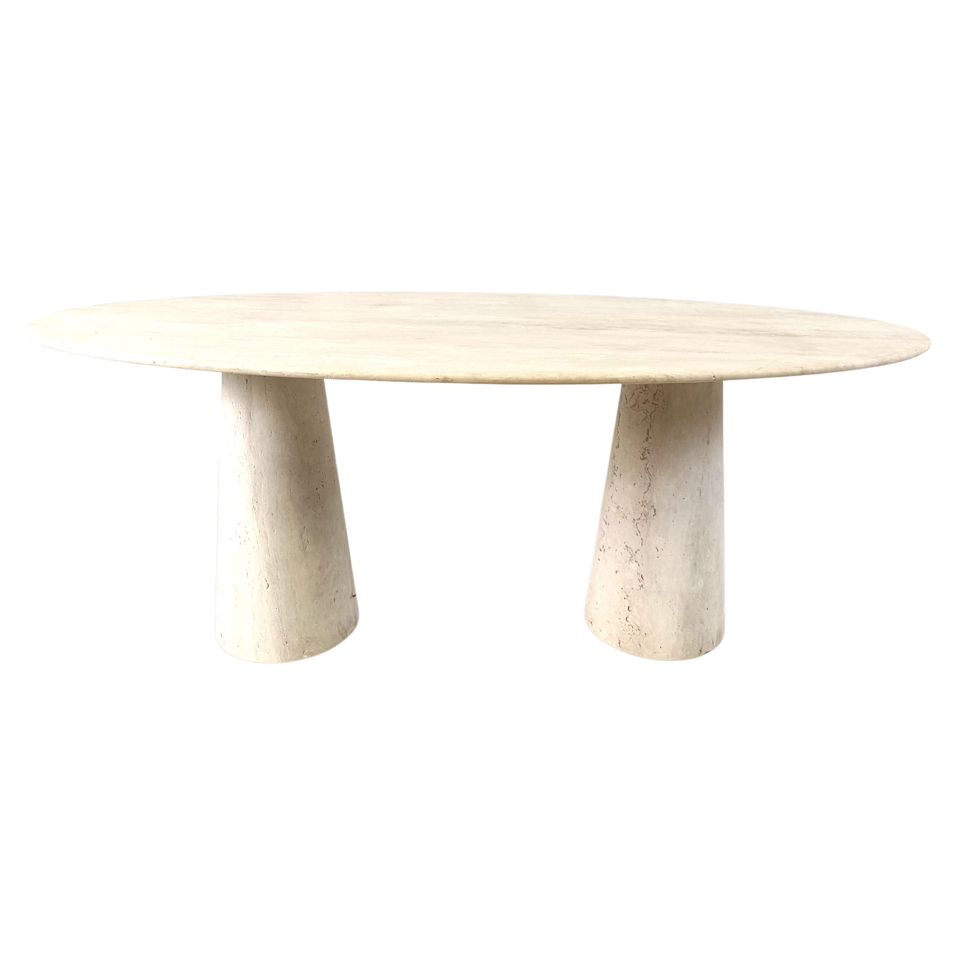 Vintage oval travertine dining table, 1970s
