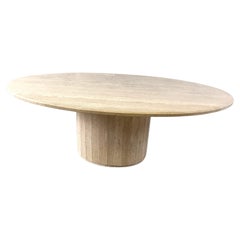 Vintage oval travertine dining table, 1970s