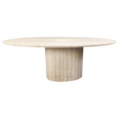 Vintage oval travertine dining table, 1970s