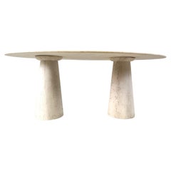 Vintage oval travertine dining table, 1970s