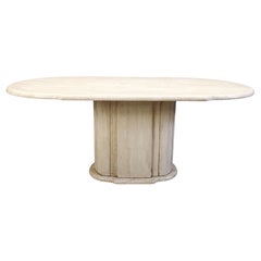 Vintage oval travertine dining table, 1970s