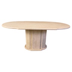 Vintage oval travertine dining table, 1970s