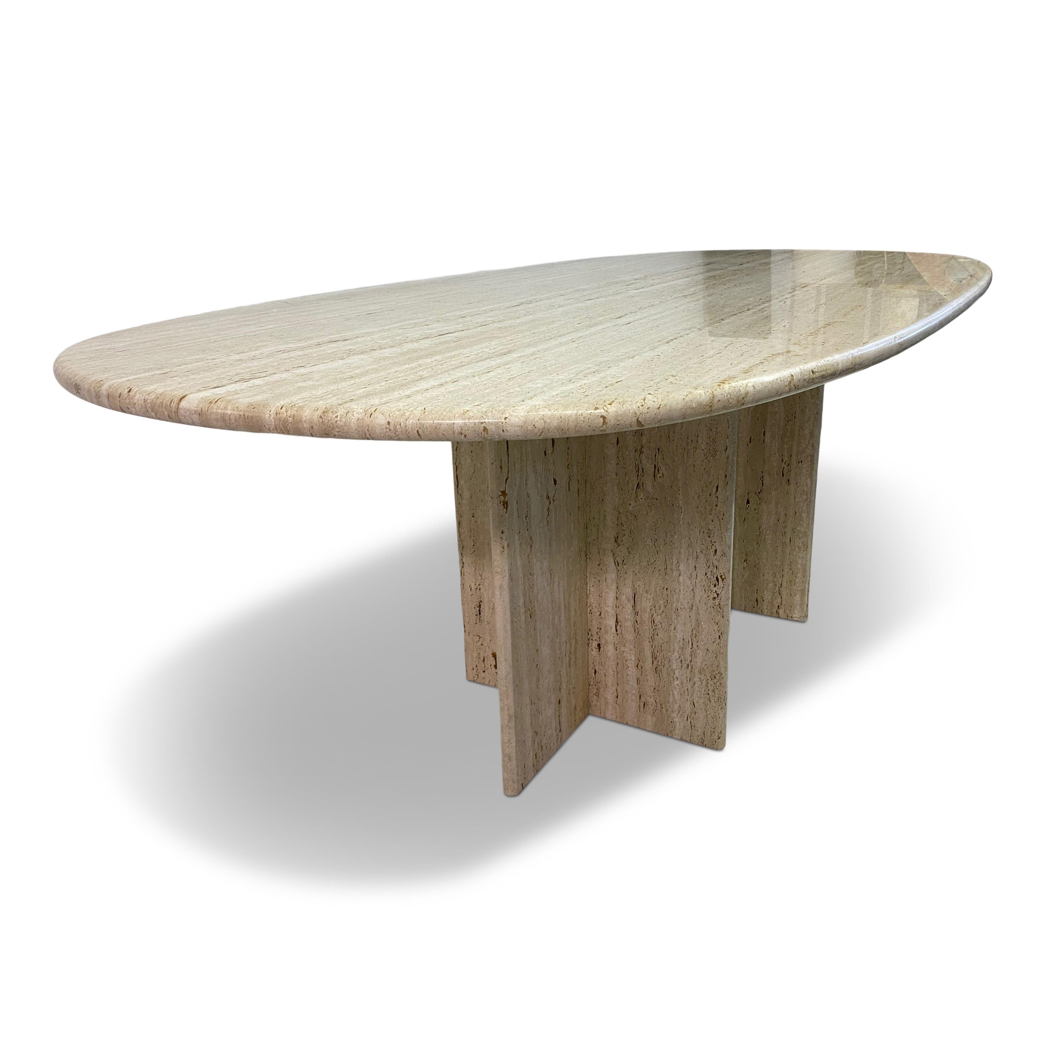 Vintage Oval Travertine Dining Table at 1stDibs oval vintage dining table