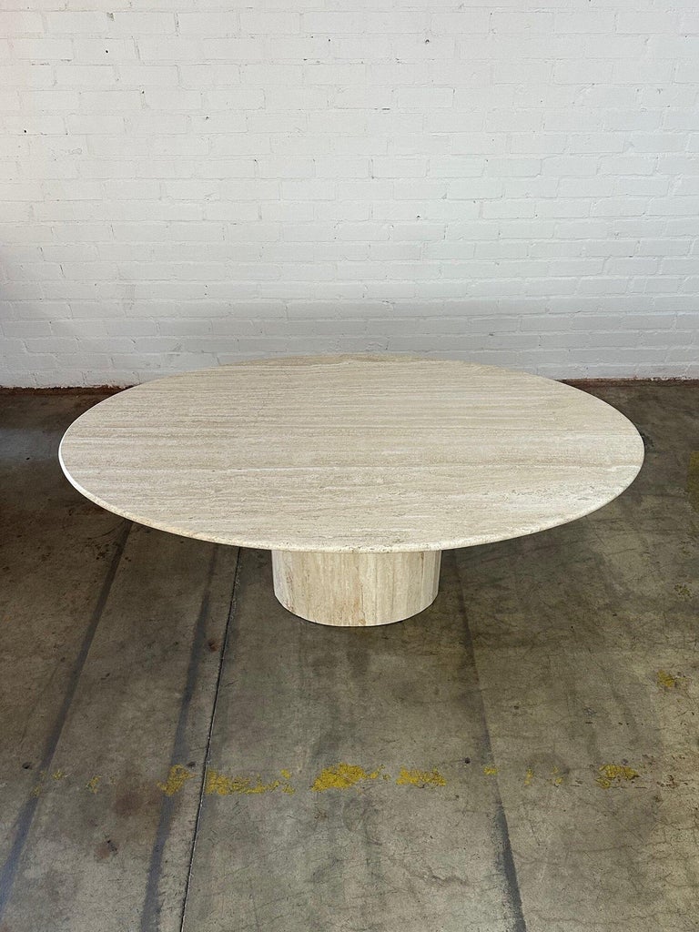 Vintage Oval Travertine Dining Table For Sale at 1stDibs