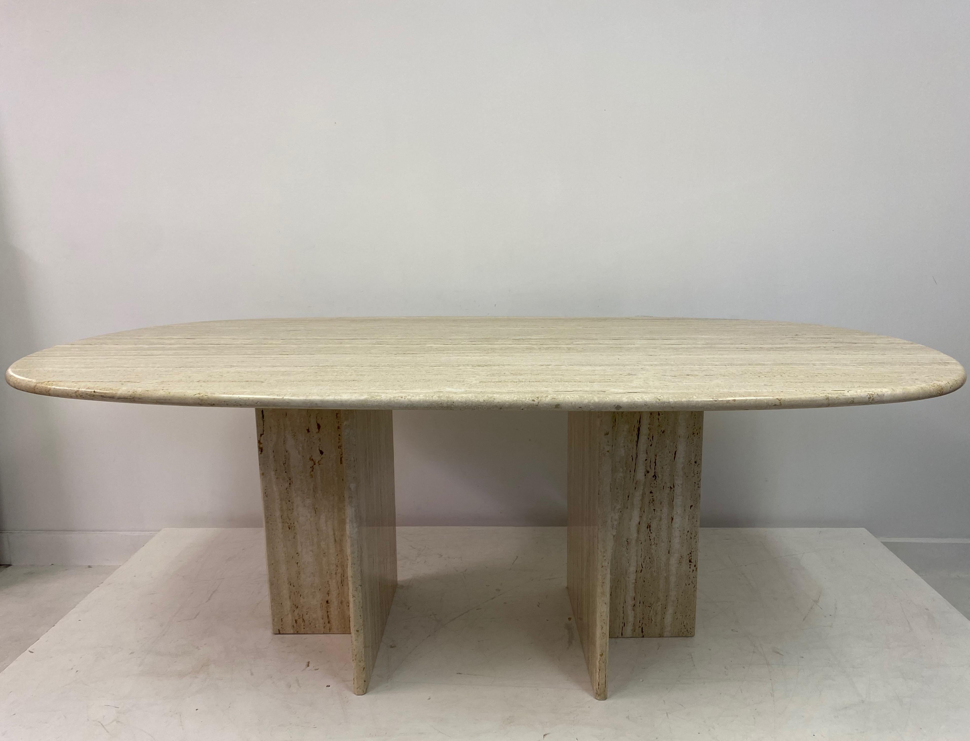 Vintage Oval Travertine Dining Table at 1stDibs oval vintage dining table
