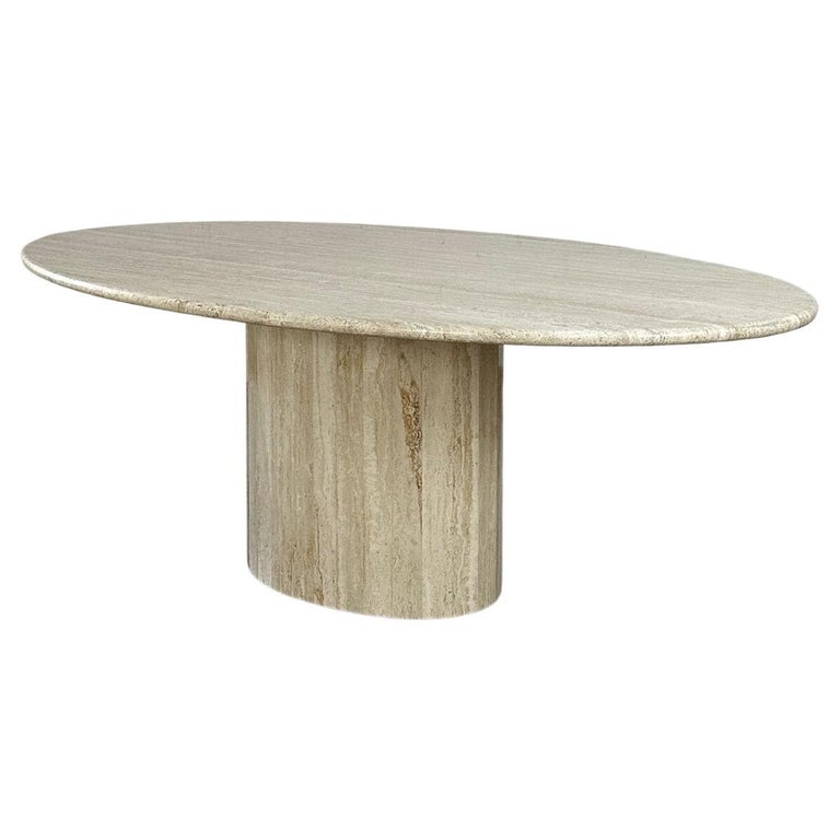 Vintage Oval Travertine Dining Table For Sale at 1stDibs