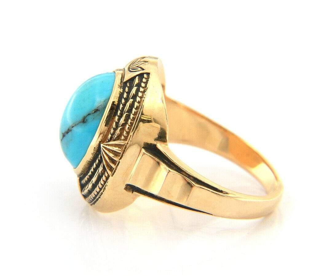 gold turquoise ring mens
