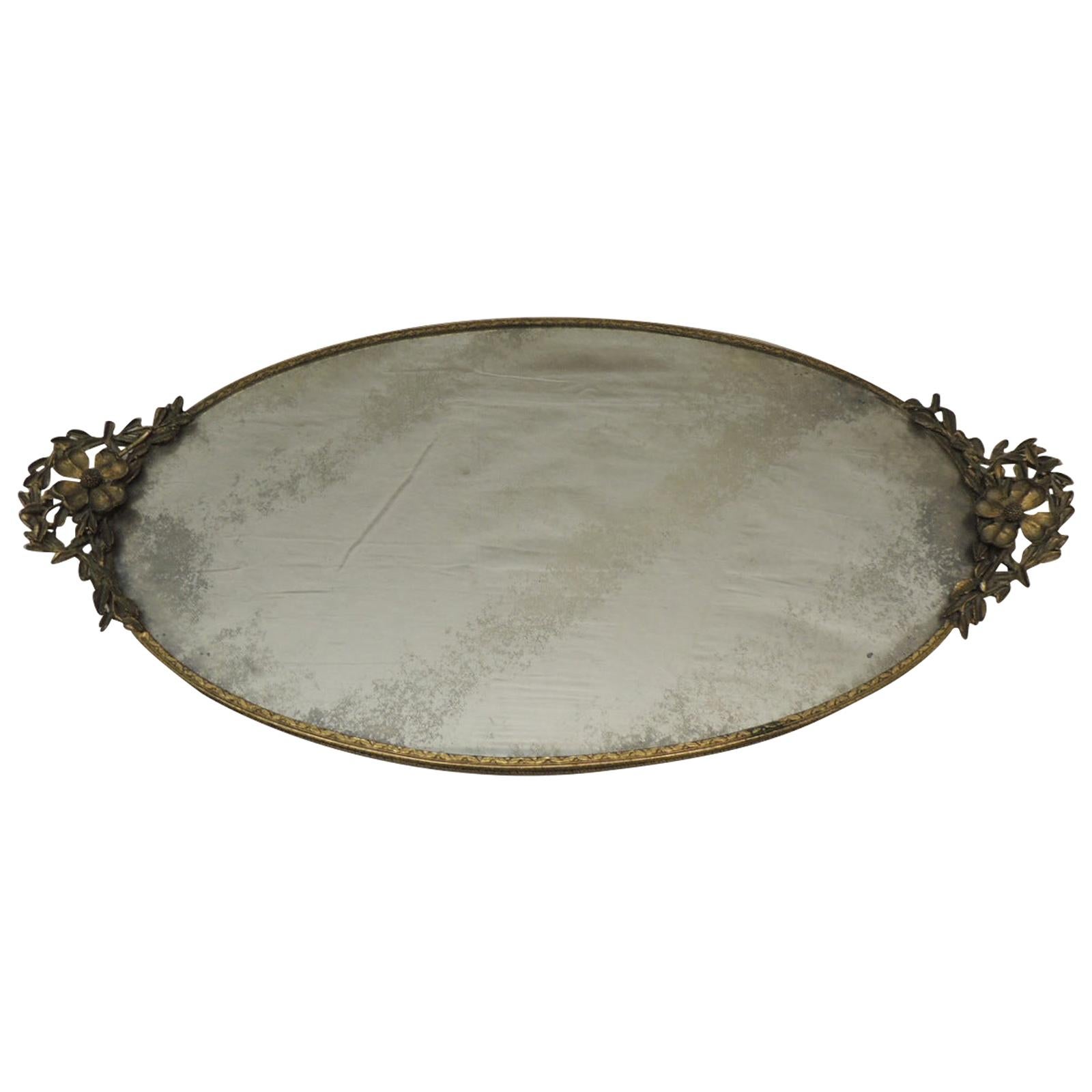 Vintage Oval Vanity Tray with Brass Handles at 1stDibs antique brass