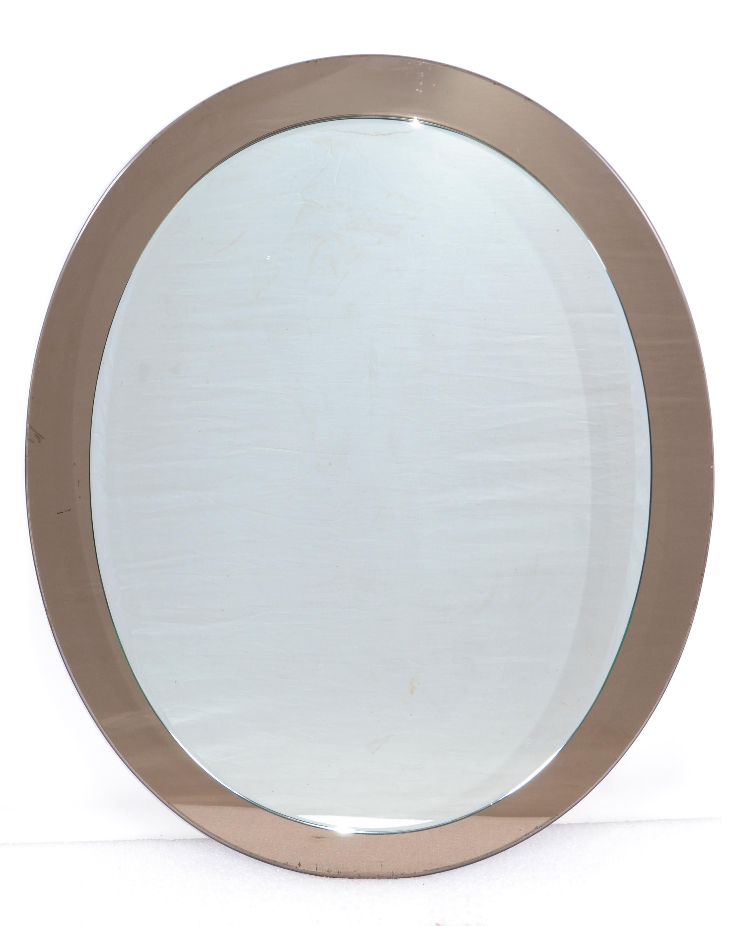 Vintage Oval Veca Beveled Wall Mirror 1960s Italian For Sale 4