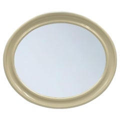 Vintage Oval Wall Mirror 'America' Carrara and Matta in Beige Bakelite, 1970s
