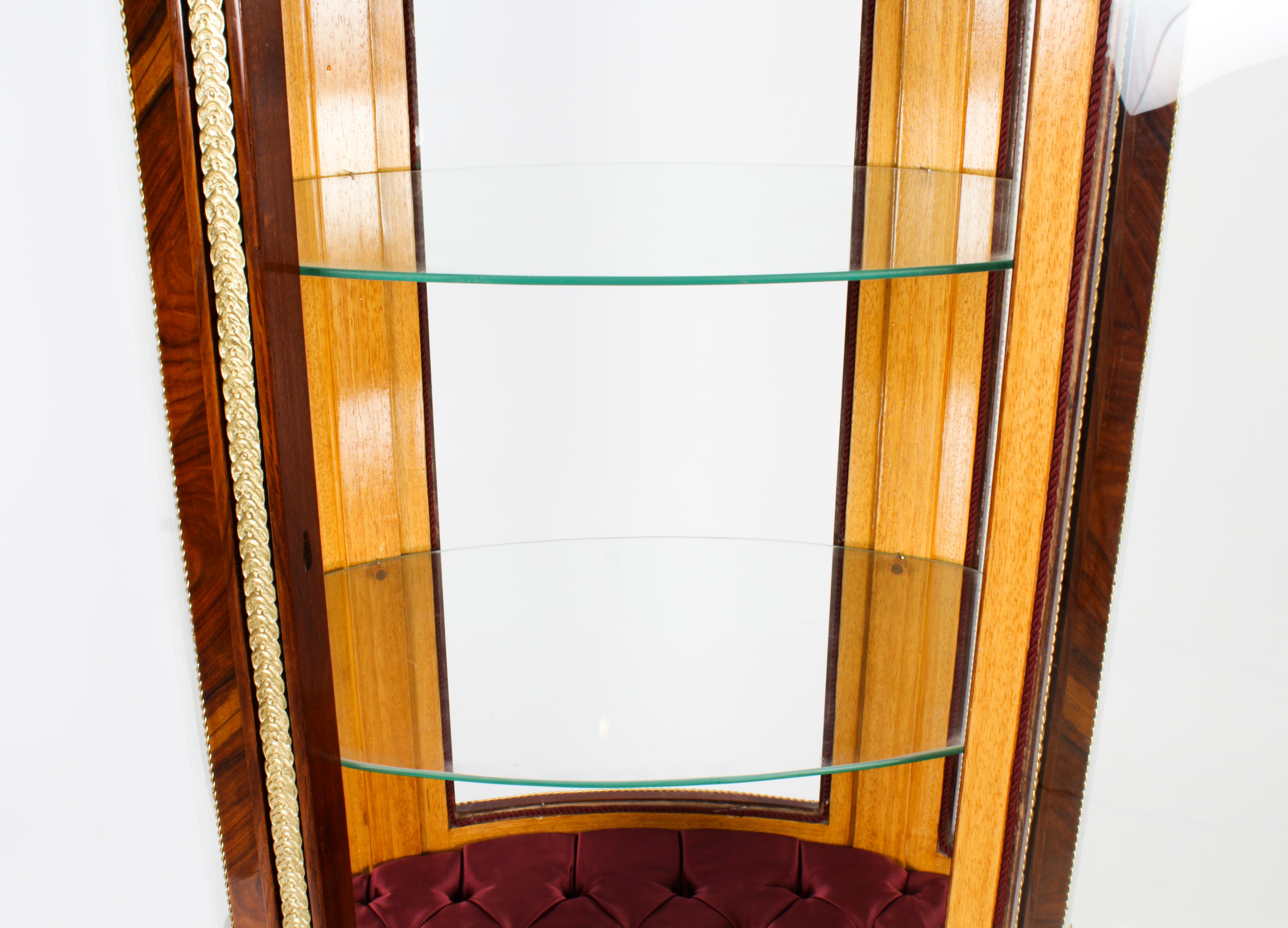Vintage Oval Walnut & Ormolu Mounted Marble Topped Display Cabinet 20th Century For Sale 8
