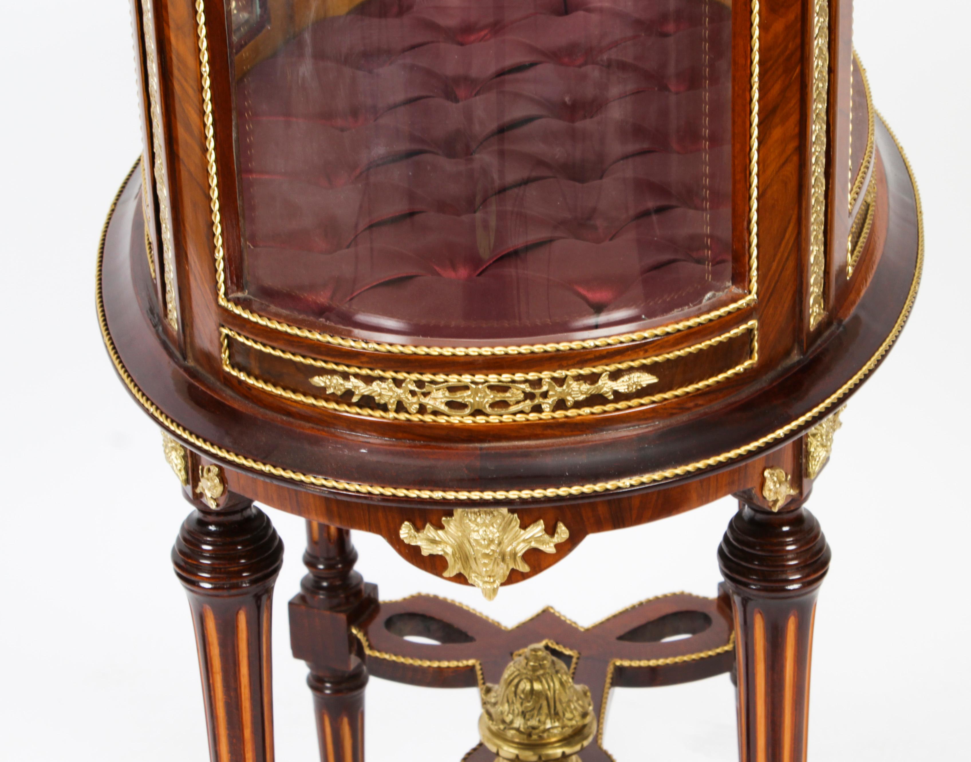 Vintage Oval Walnut & Ormolu Mounted Marble Topped Display Cabinet 20th Century For Sale 2