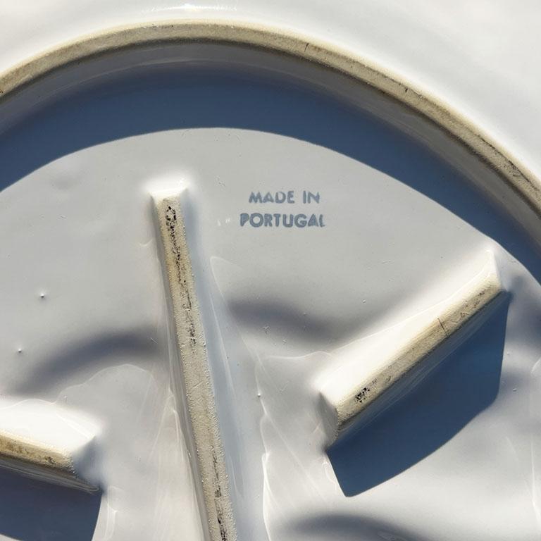Plato ovalado vintage de cerámica blanca para servir el pavo de Acción de Gracias Hecho en Portugal Portugués en venta
