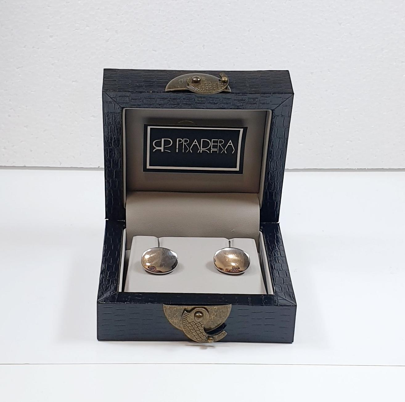 Vintage Oval White Gold Cufflinks In Excellent Condition For Sale In Bilbao, ES