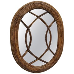 Vintage Oval Woven Bamboo and Rattan Decorative Wall Mirror
