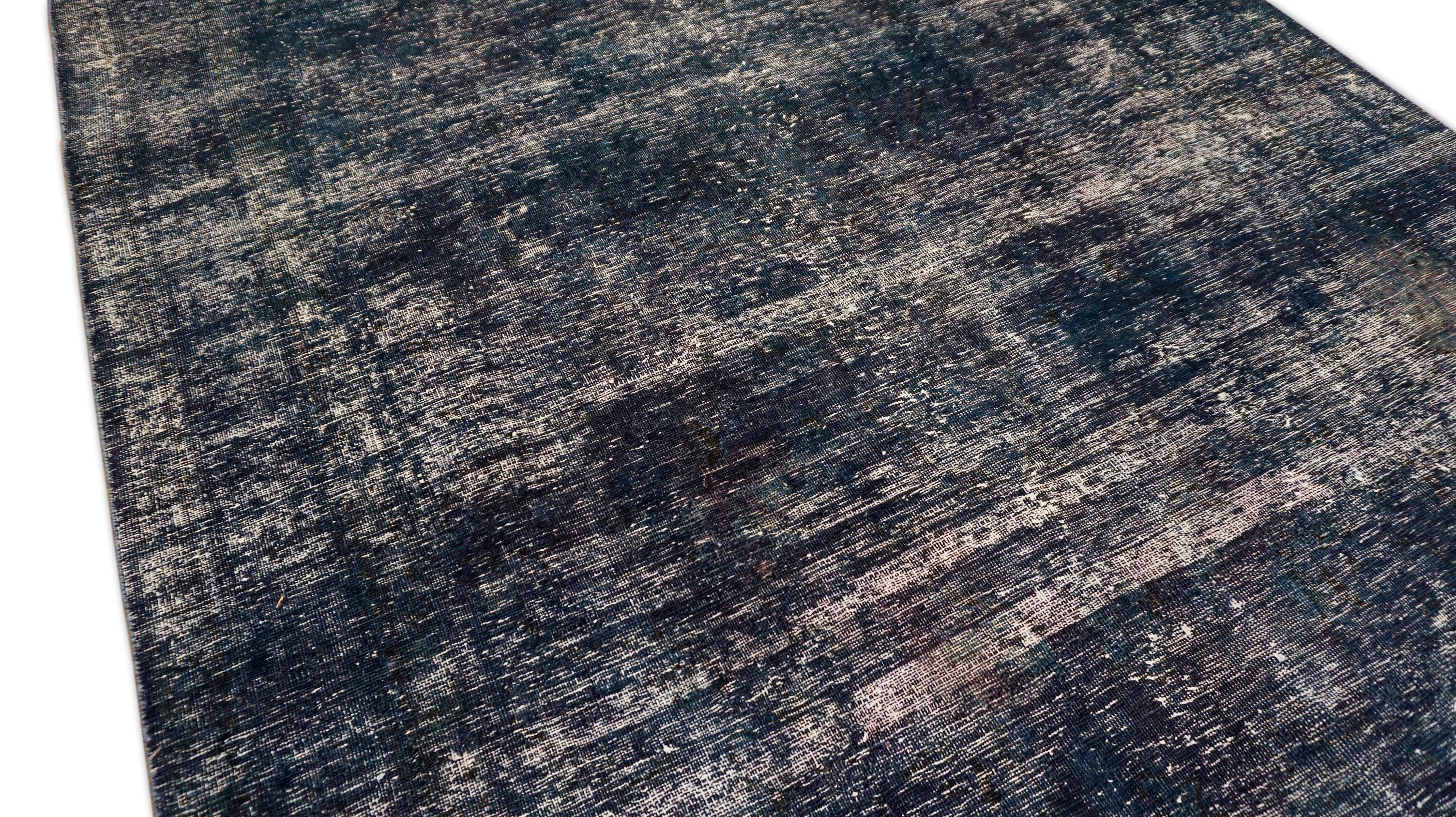 Tappeto vintage in lana Tabriz tinto in massa blu 6'2''x9'3'' In condizioni buone in vendita a Torrance, CA