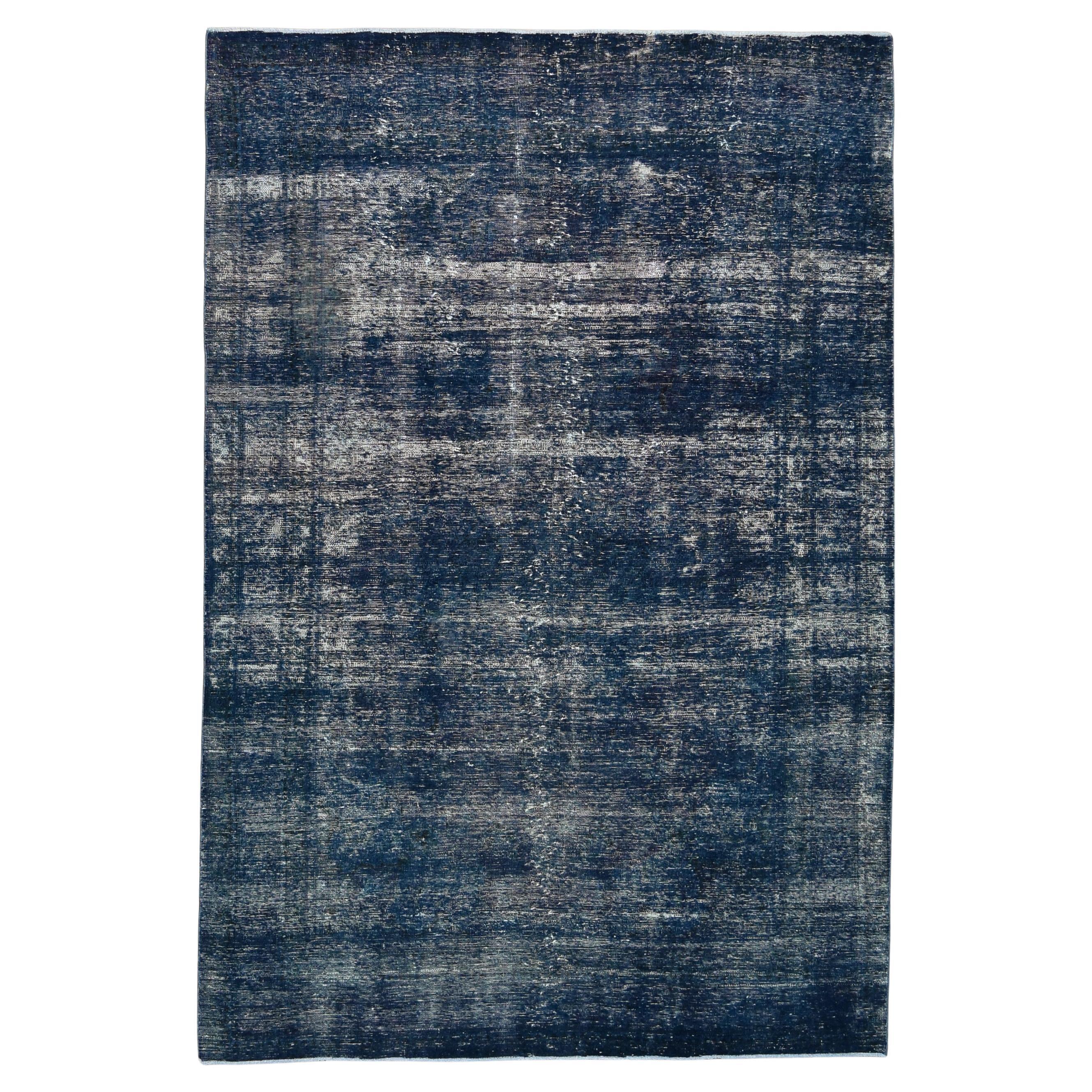 Übergefärbter blauer Täbris-Wollteppich 6'2''x9'3''