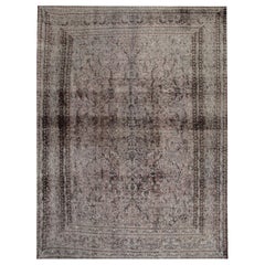 Retro Over-Dyed Grey Rug Carpet Oriental Wool Area Rug