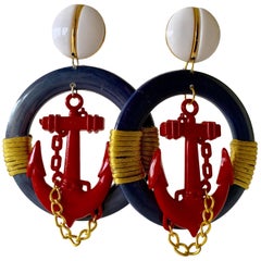 Vintage Over-sized Nautical Hoop Statement Earrings