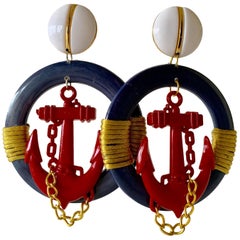 Retro Over-sized Nautical Hoop Statement Earrings 