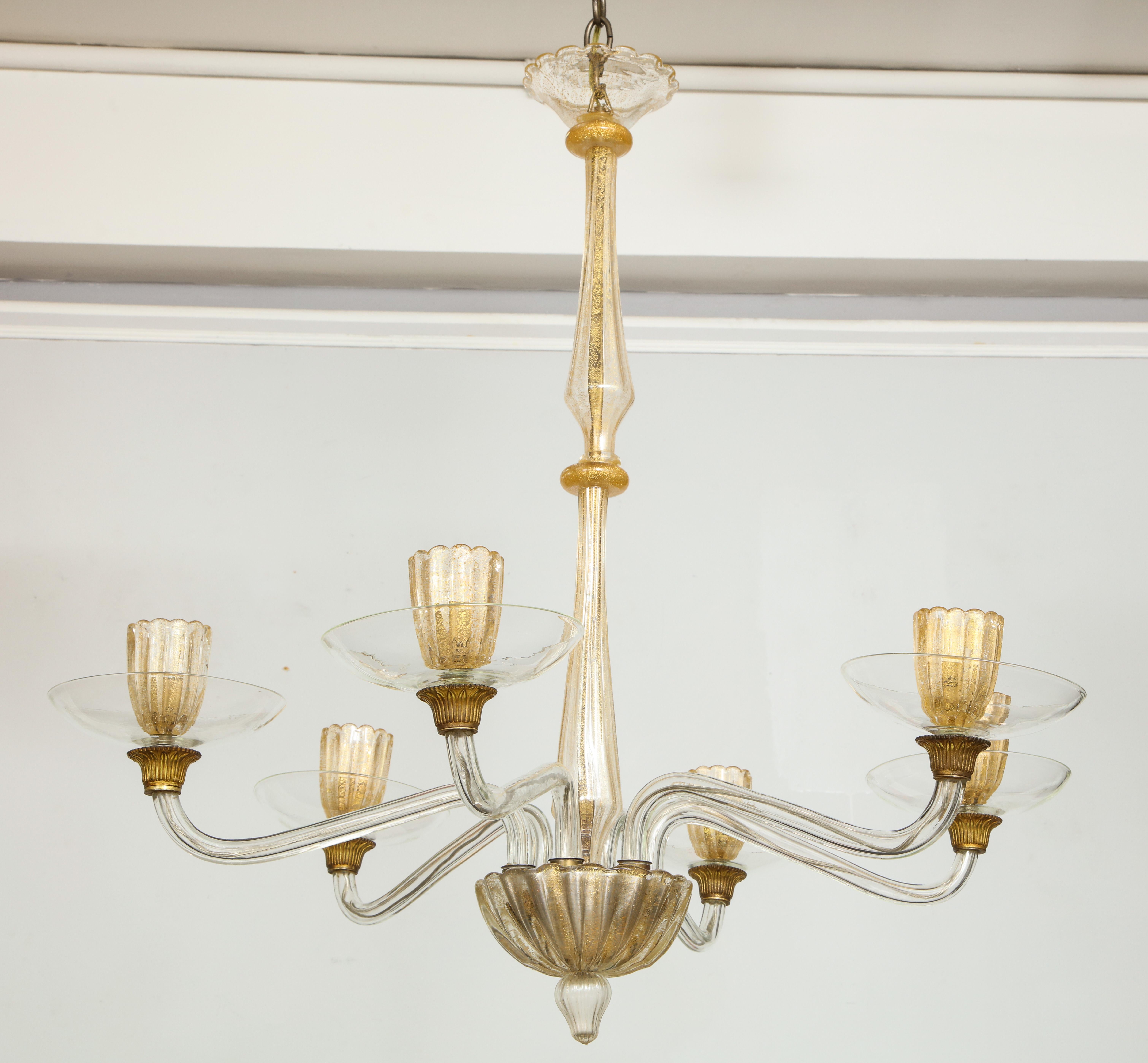 Vintage over-sized six-arm Murano chandelier.