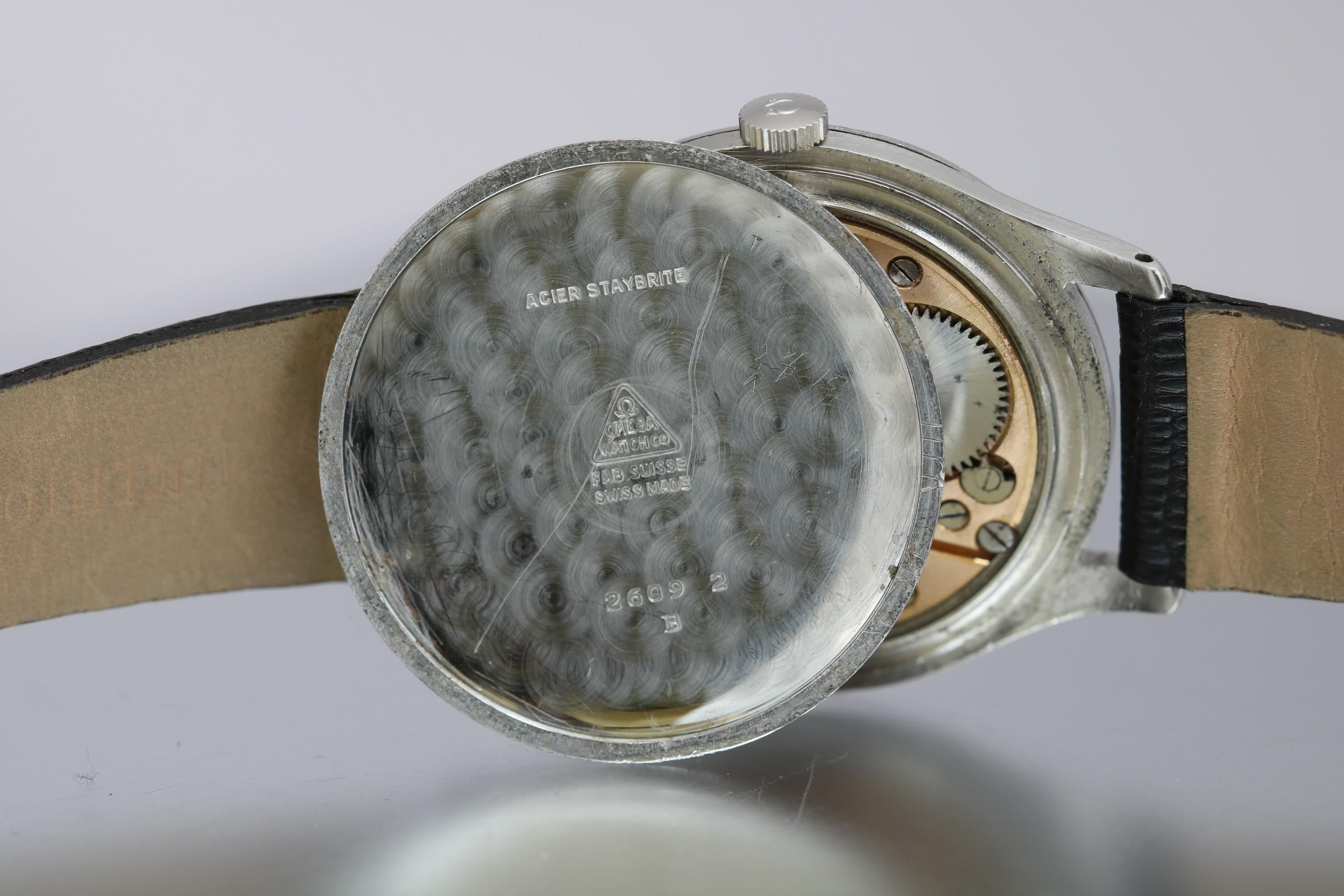 Vintage Oversized Stainless Steel Omega Ref 2609 Wristwatch, circa 1950 5
