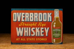 Vintage Overbrook Straight Rye Whiskey Tin Litho Advertising Sign