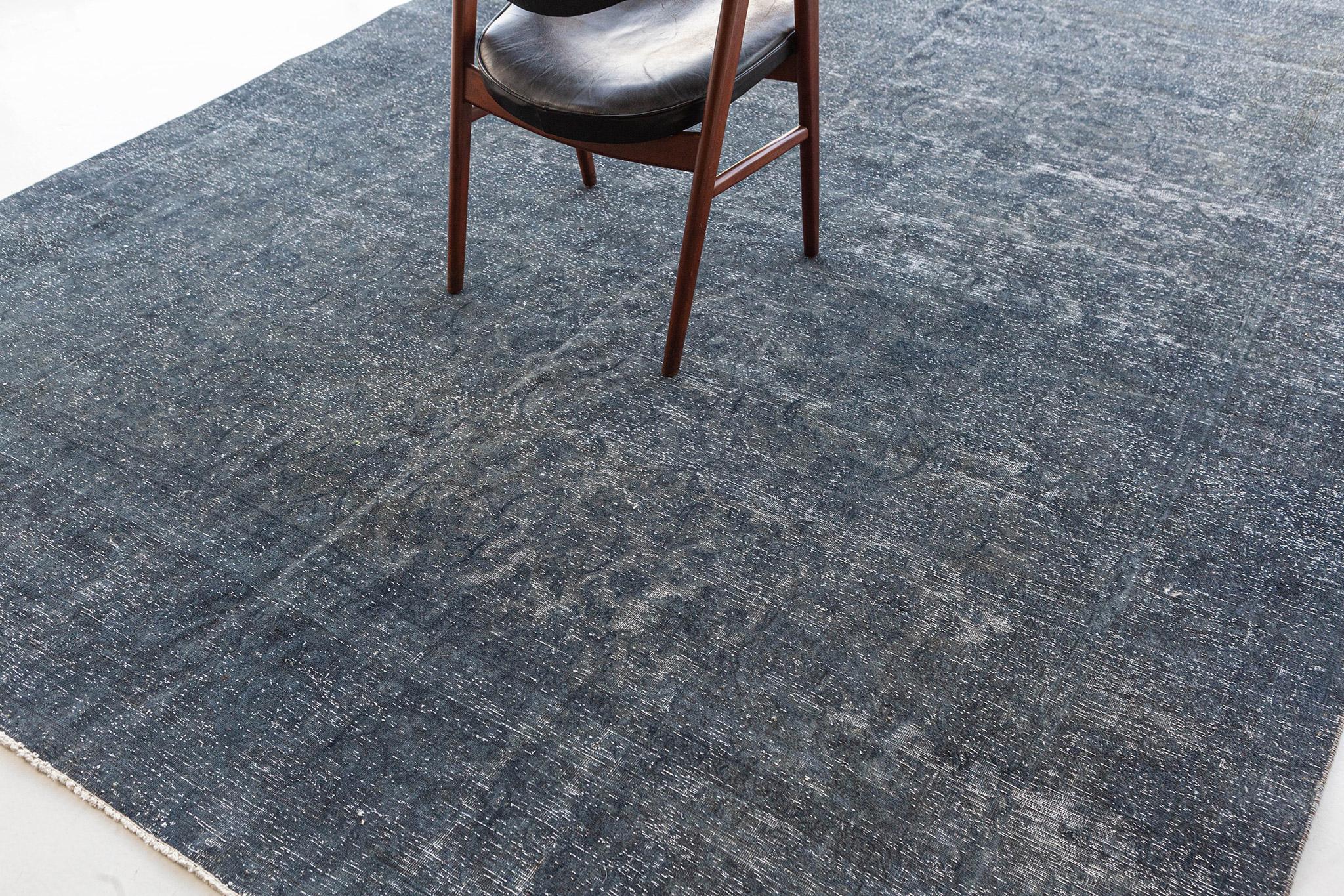 Mid-20th Century Vintage Overdye Distressed Rug For Sale
