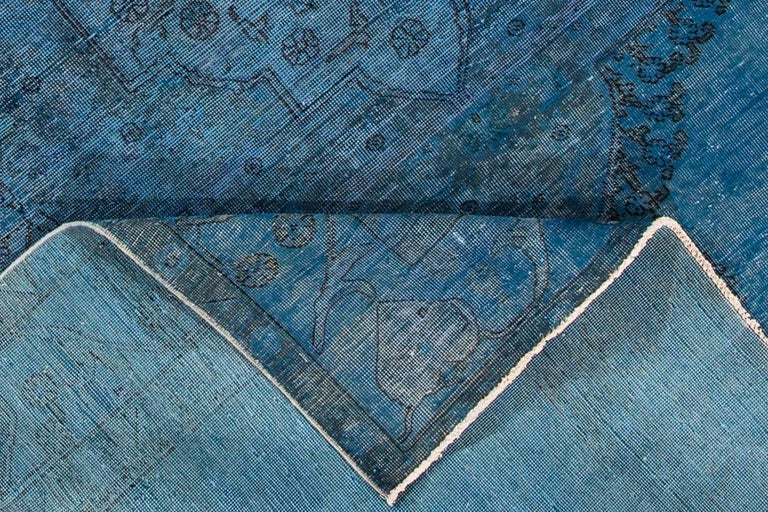 Vintage Overdyed Blue Persian Carpet For Sale at 1stdibs