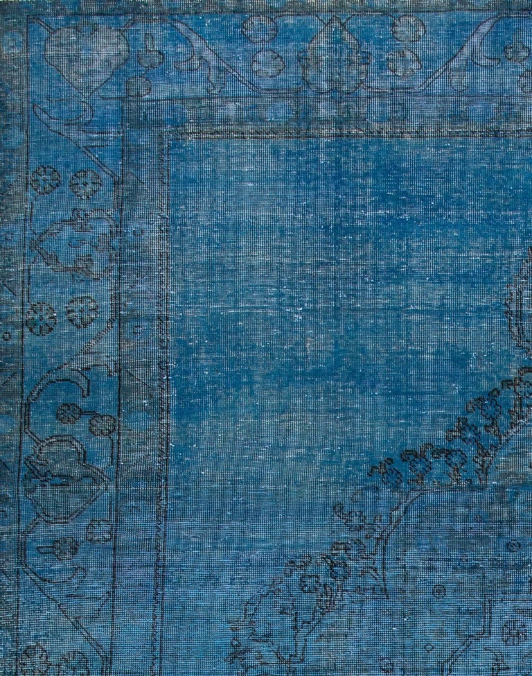 Vintage Overdyed Blue Persian Carpet For Sale at 1stdibs