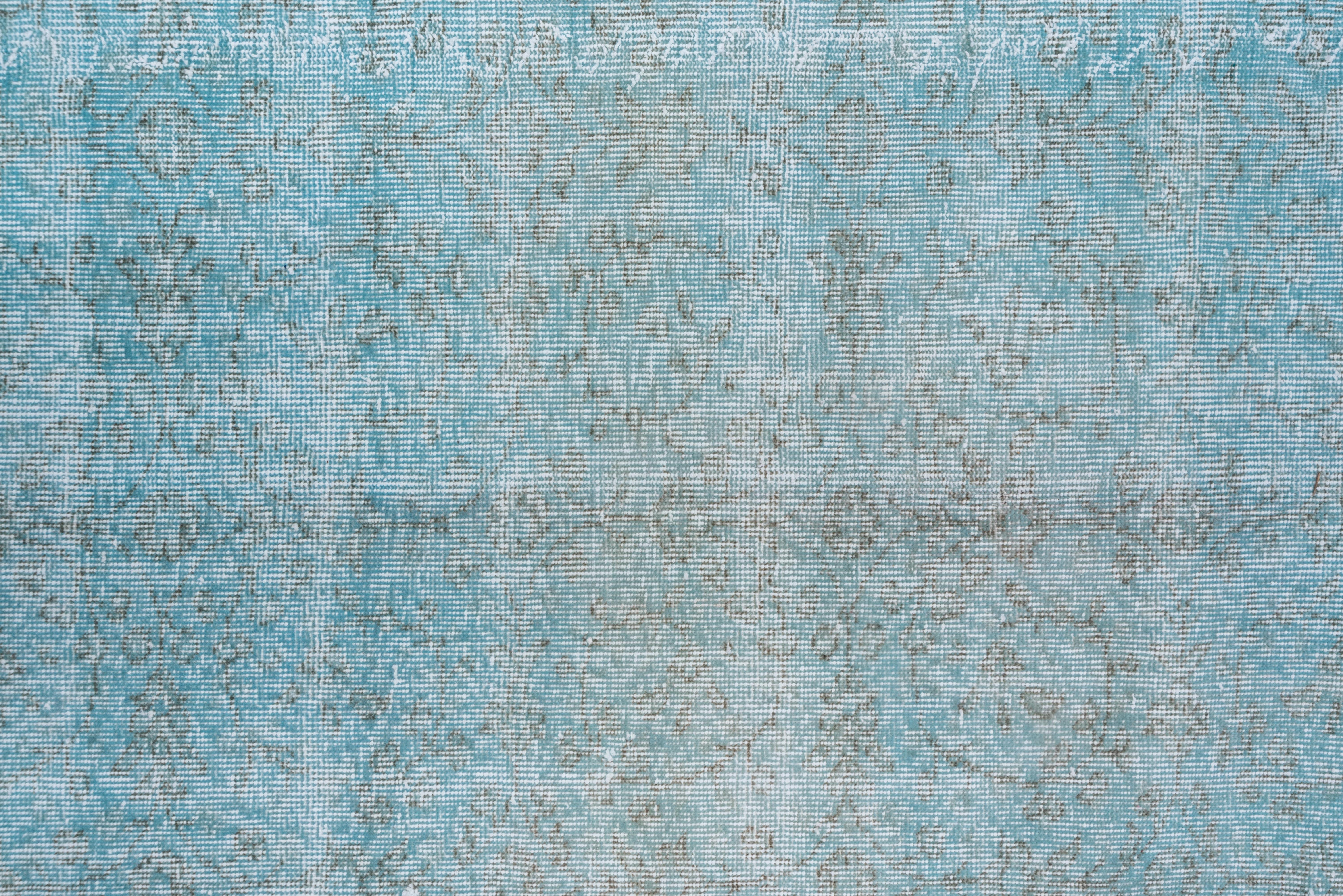 Modern Vintage Overdyed Carpet, Aqua For Sale