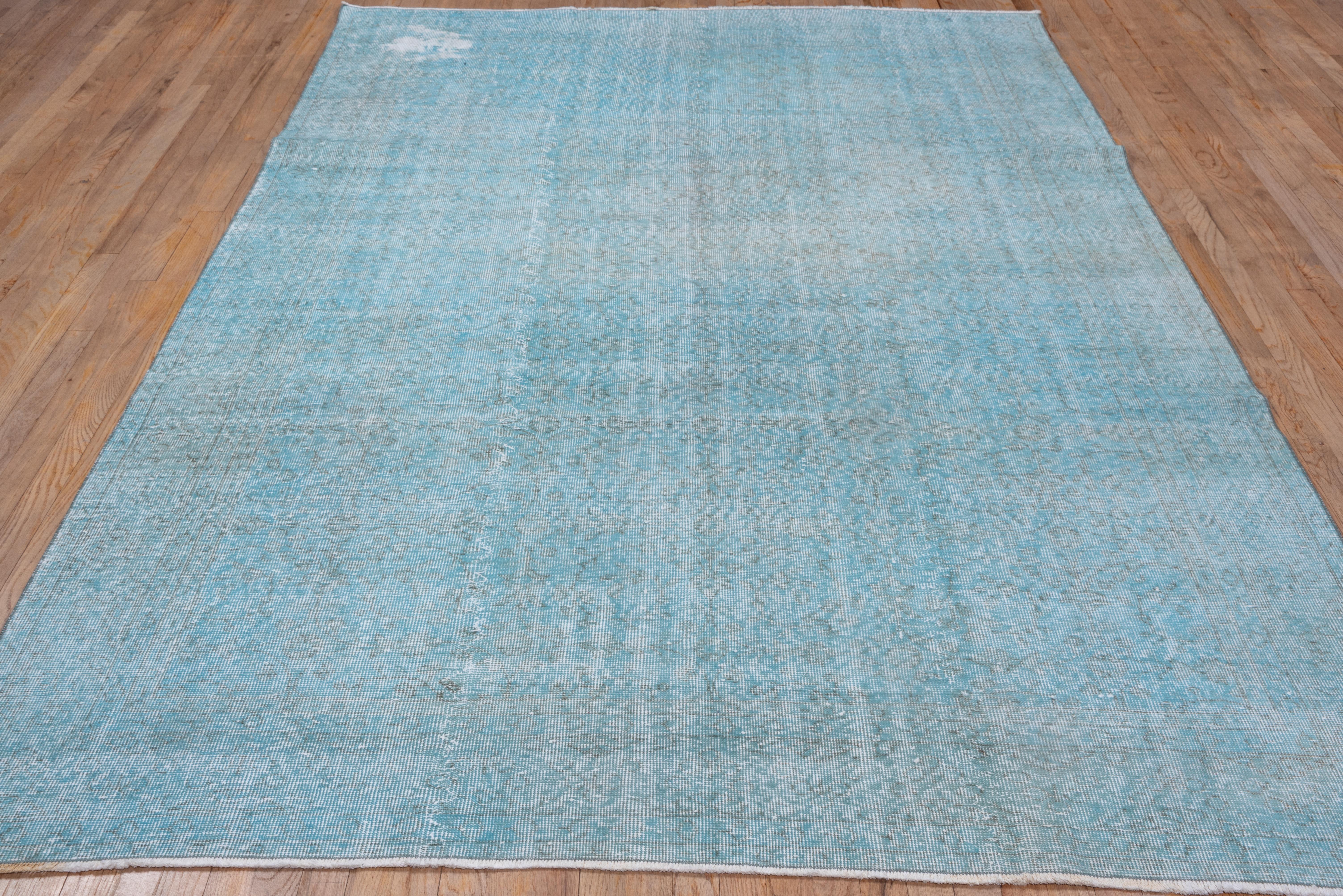 Turkish Vintage Overdyed Carpet, Aqua For Sale