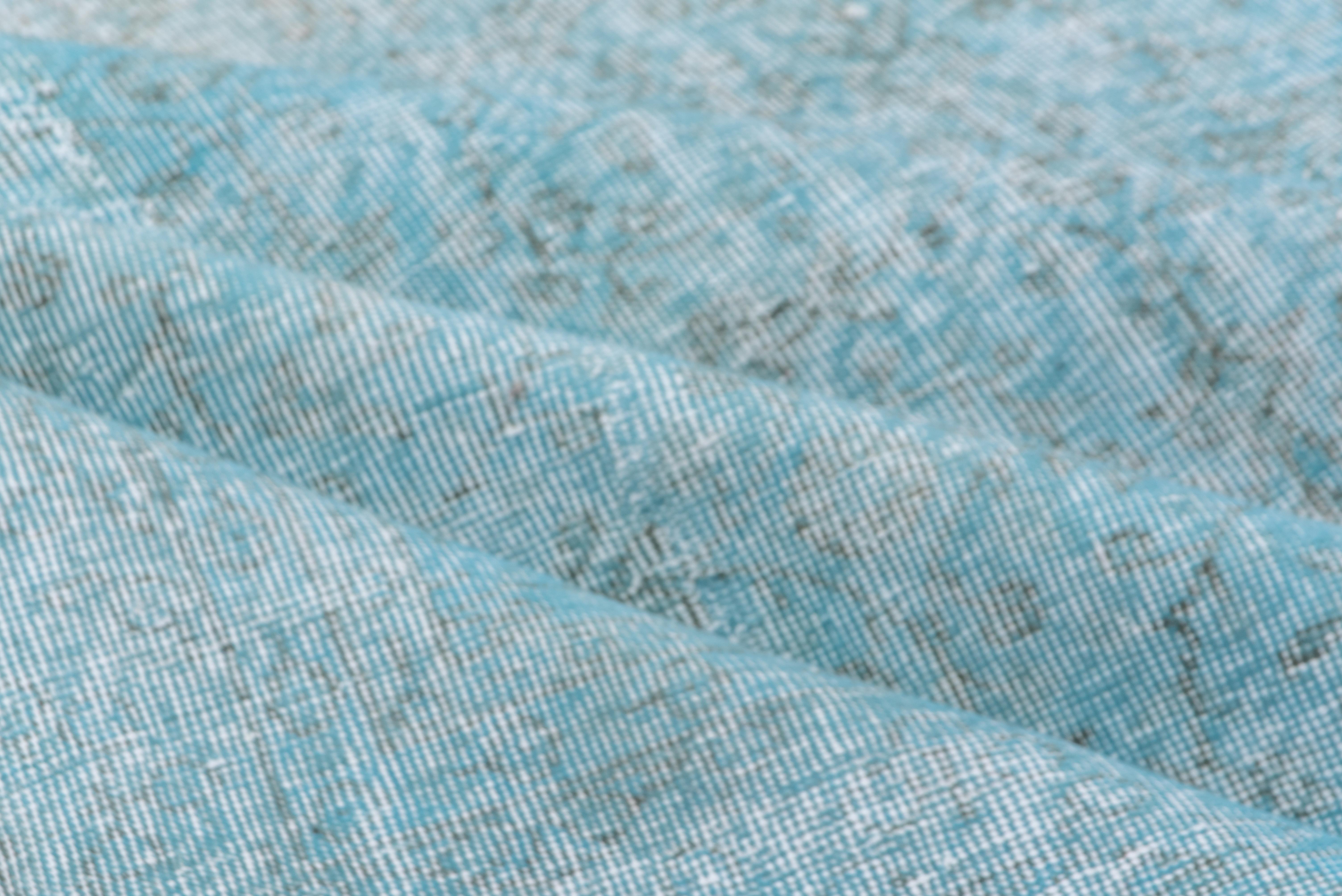 Alfombra Sobreteñida Vintage, Aqua mediados del siglo XX en venta