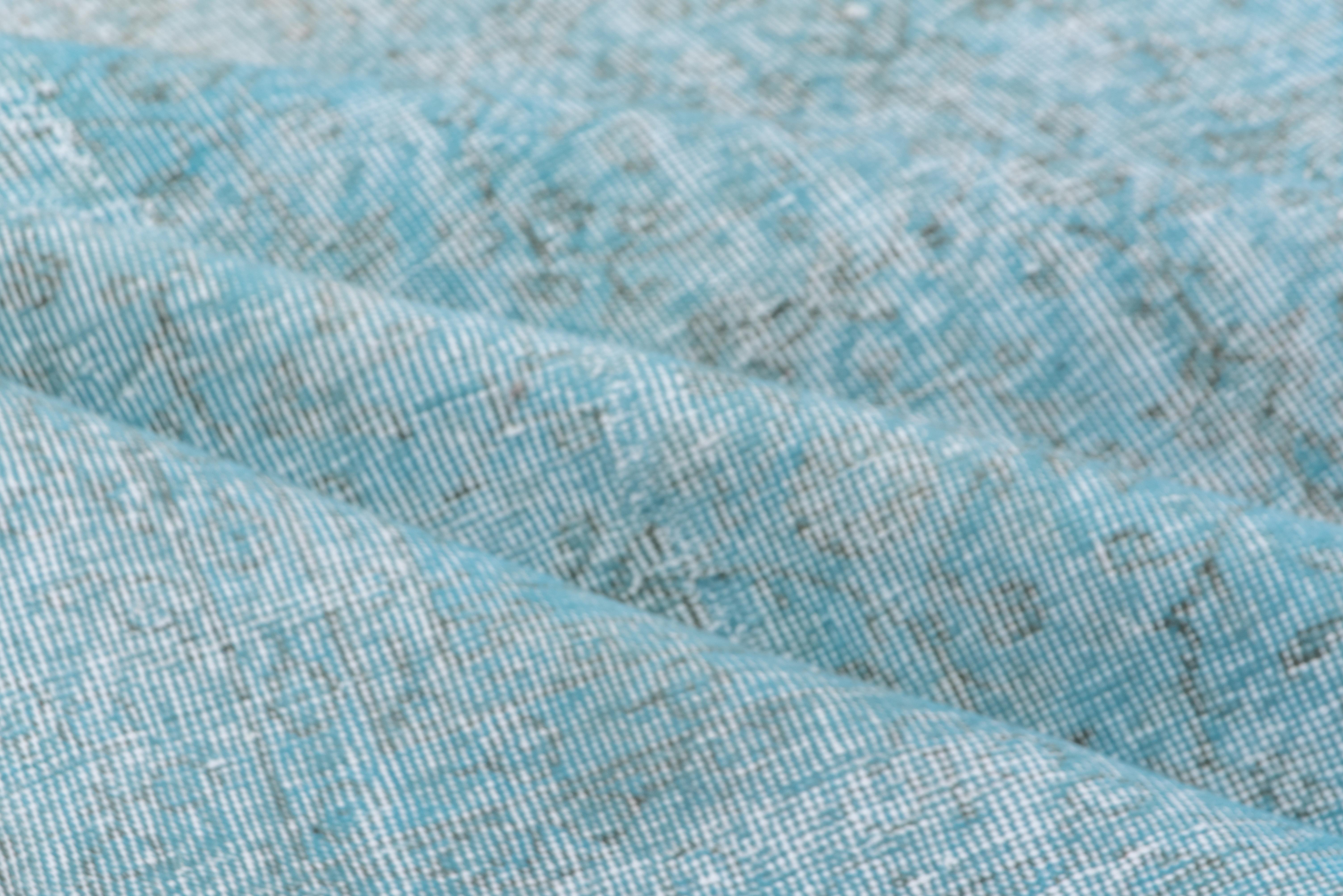 Mid-20th Century Vintage Overdyed Carpet, Aqua For Sale