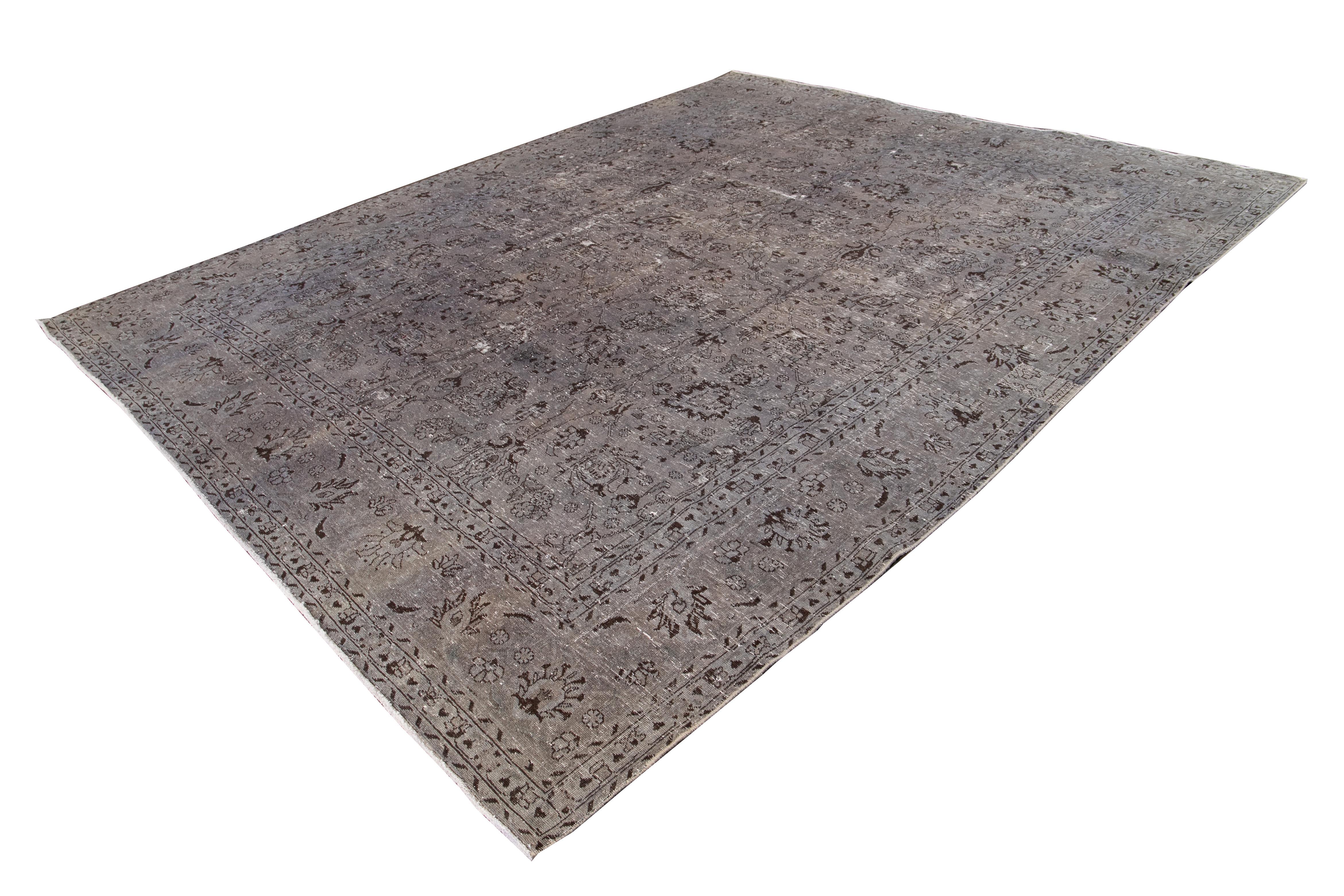 Vintage Overdyed Gray Rug For Sale 1
