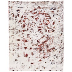 Handgefertigter, elfenbeinfarbener und rostfarbener Overdyed-Wollteppich im Allover-Design