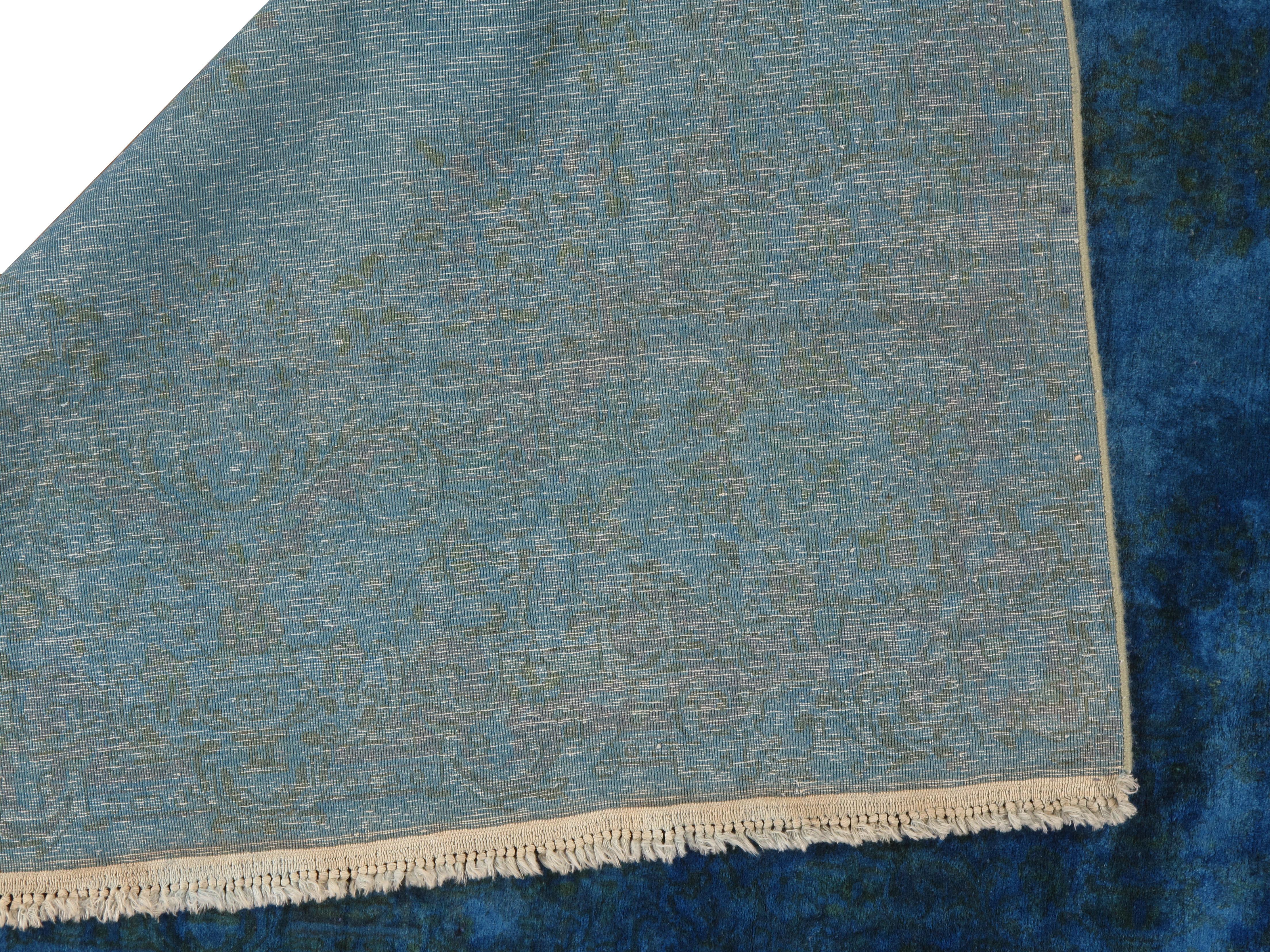 Vintage Circa 1920 Overdyed Kirman Wolle Akzent-Teppich Handgeknüpft 3'9 x 5' (Persisch) im Angebot