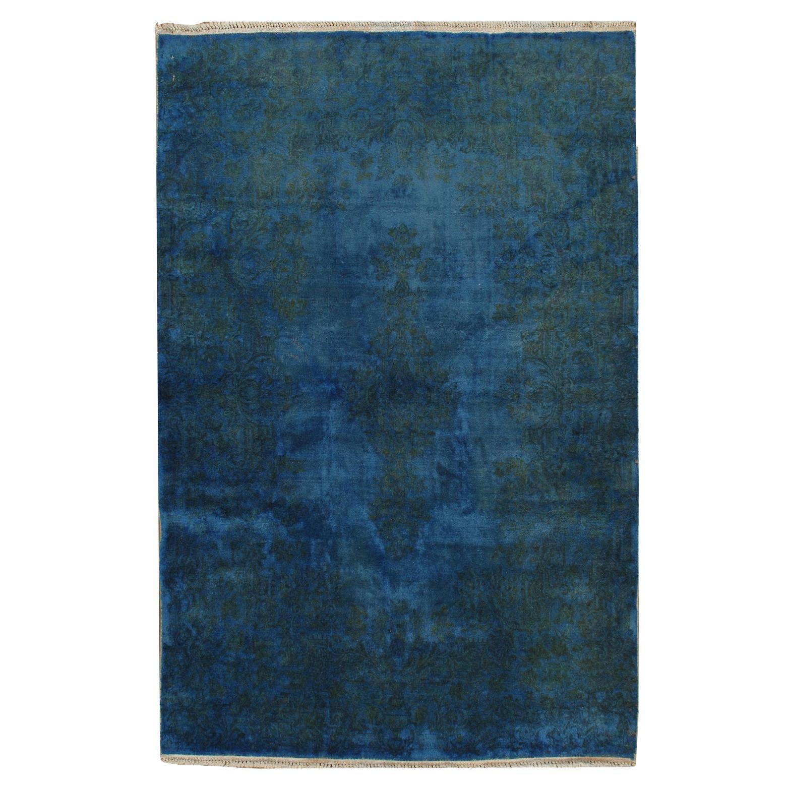 Vintage Circa 1920 Overdyed Kirman Wolle Akzent-Teppich Handgeknüpft 3'9 x 5' im Angebot