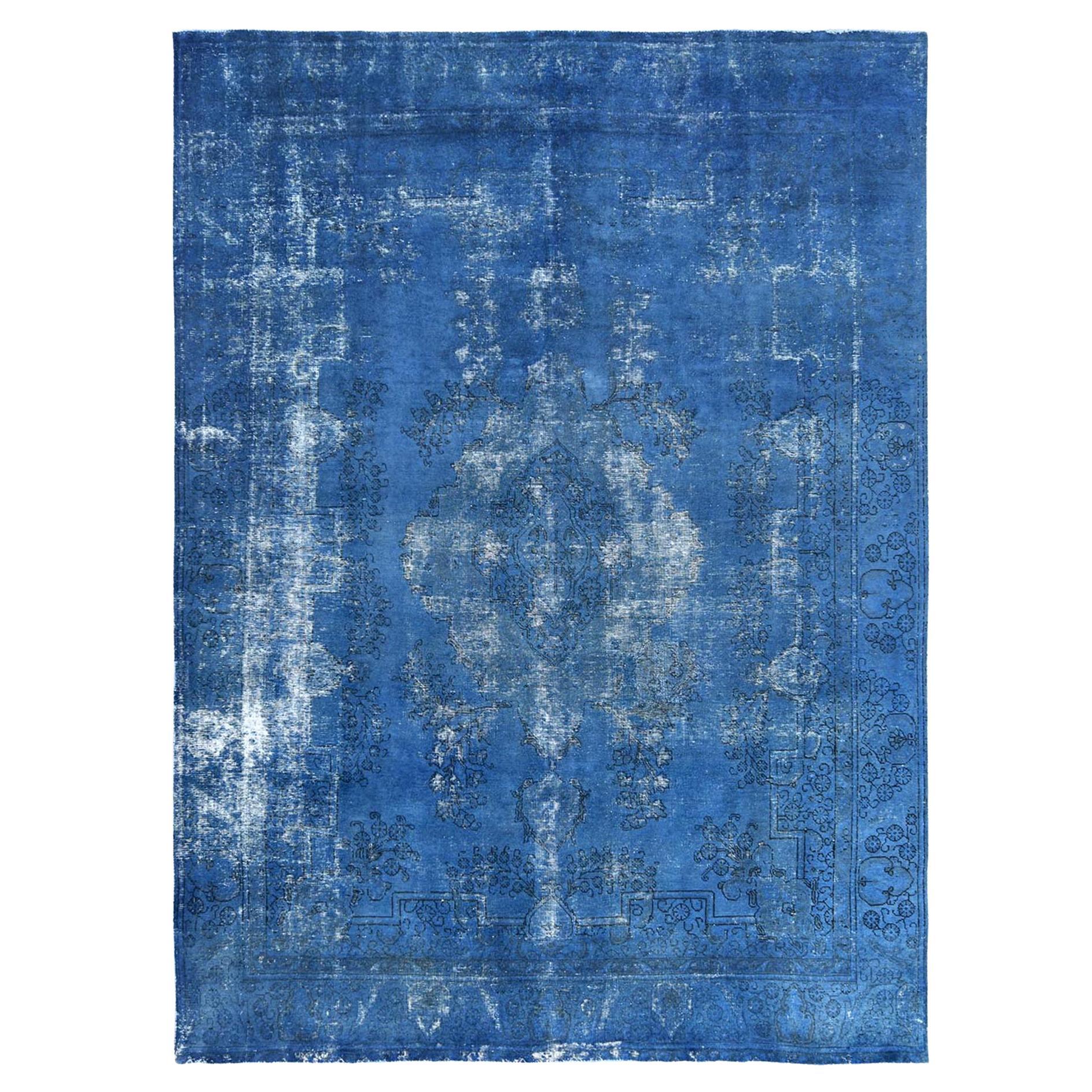 Soft Red Hand Knotted Vintage Persian Heriz Shaved Down Distressed Feel