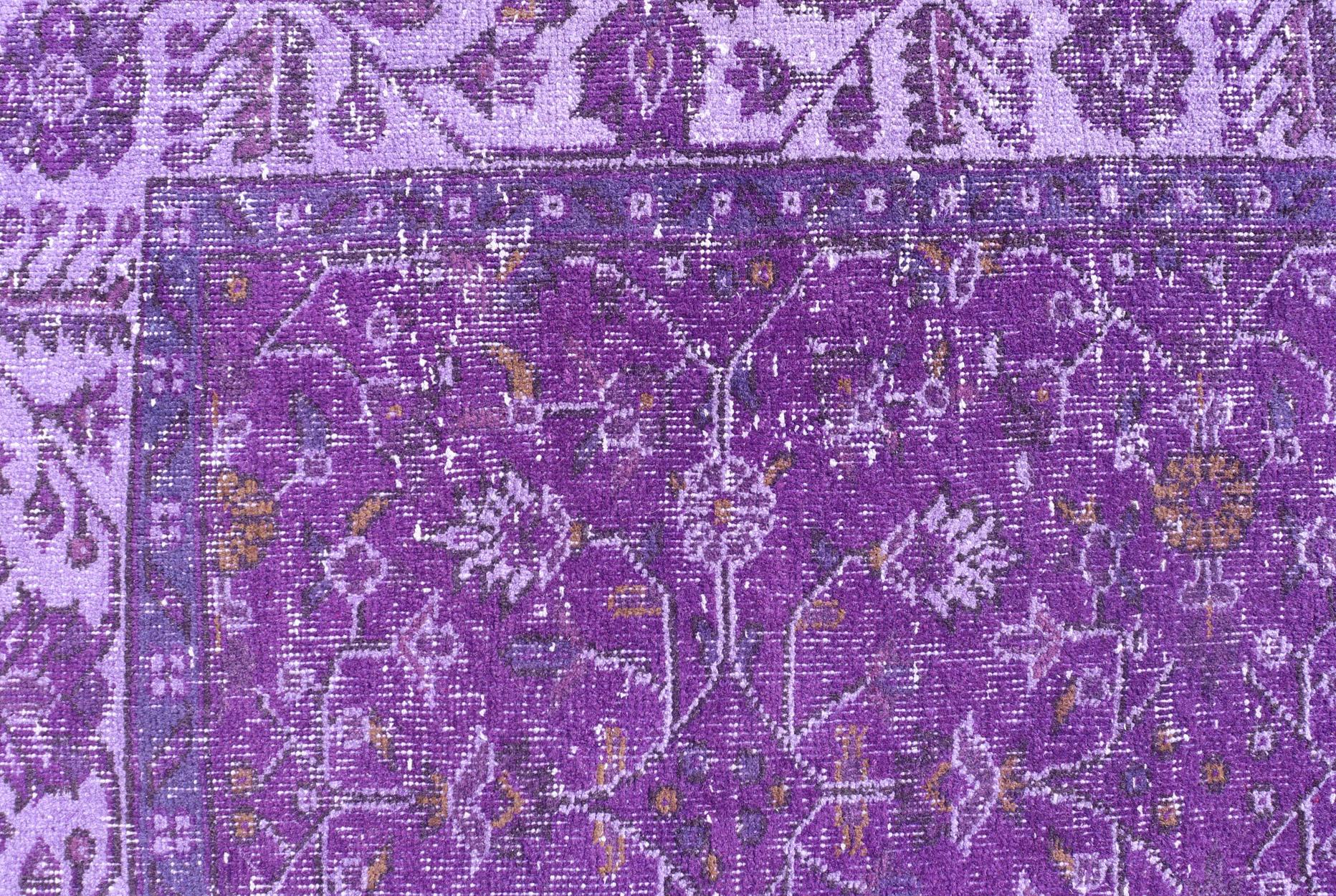 Vintage Overdyed Turkish Oushak with All-Over Floral Design in Purples For Sale 5