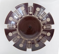 Vintage Overscale Geometric Ceramic Centerpiece Bowl