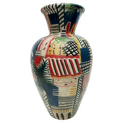 Vintage Overscale Terracotta Floor Vase Hand-painted after Matisse